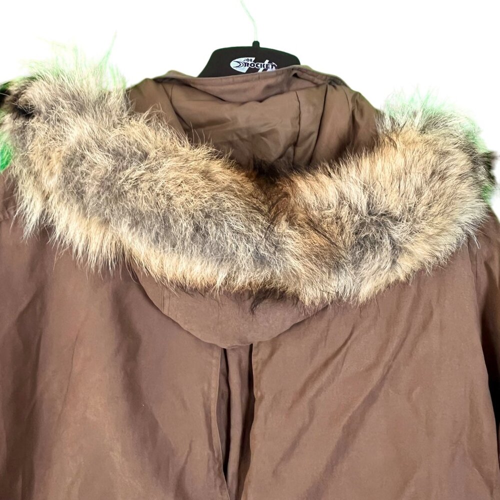 Bromley Womens Brown Moleskin Parka Coat Genuine Racoon Fur Hood Size 3X - Picture 9 of 16